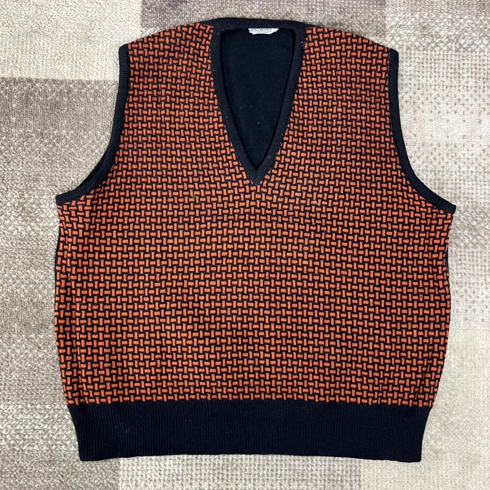 Women’s Orange and Black V-Neck Knit Sweater Vest
